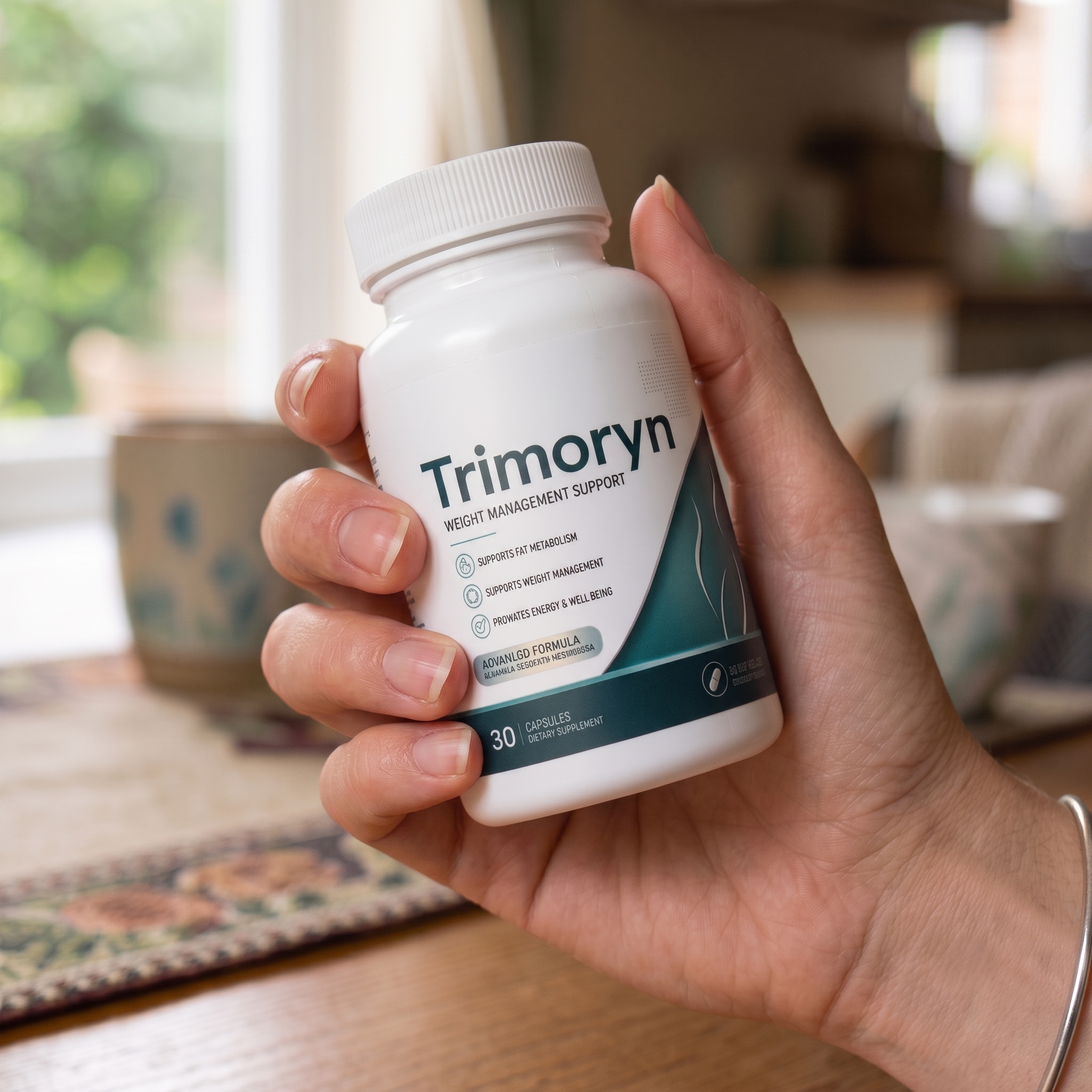 Trimoryn bottle held in hand
