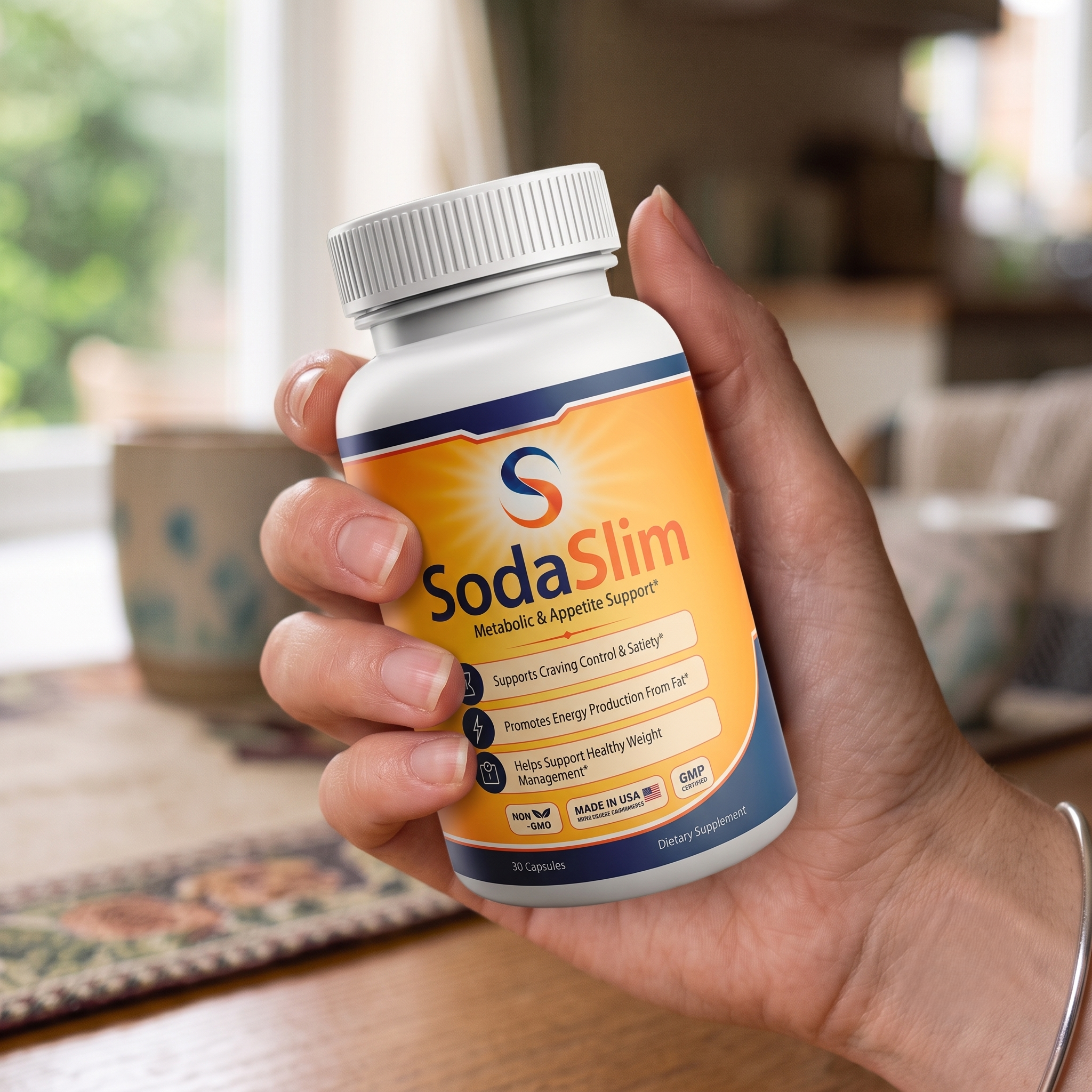 SodaSlim bottle in hand